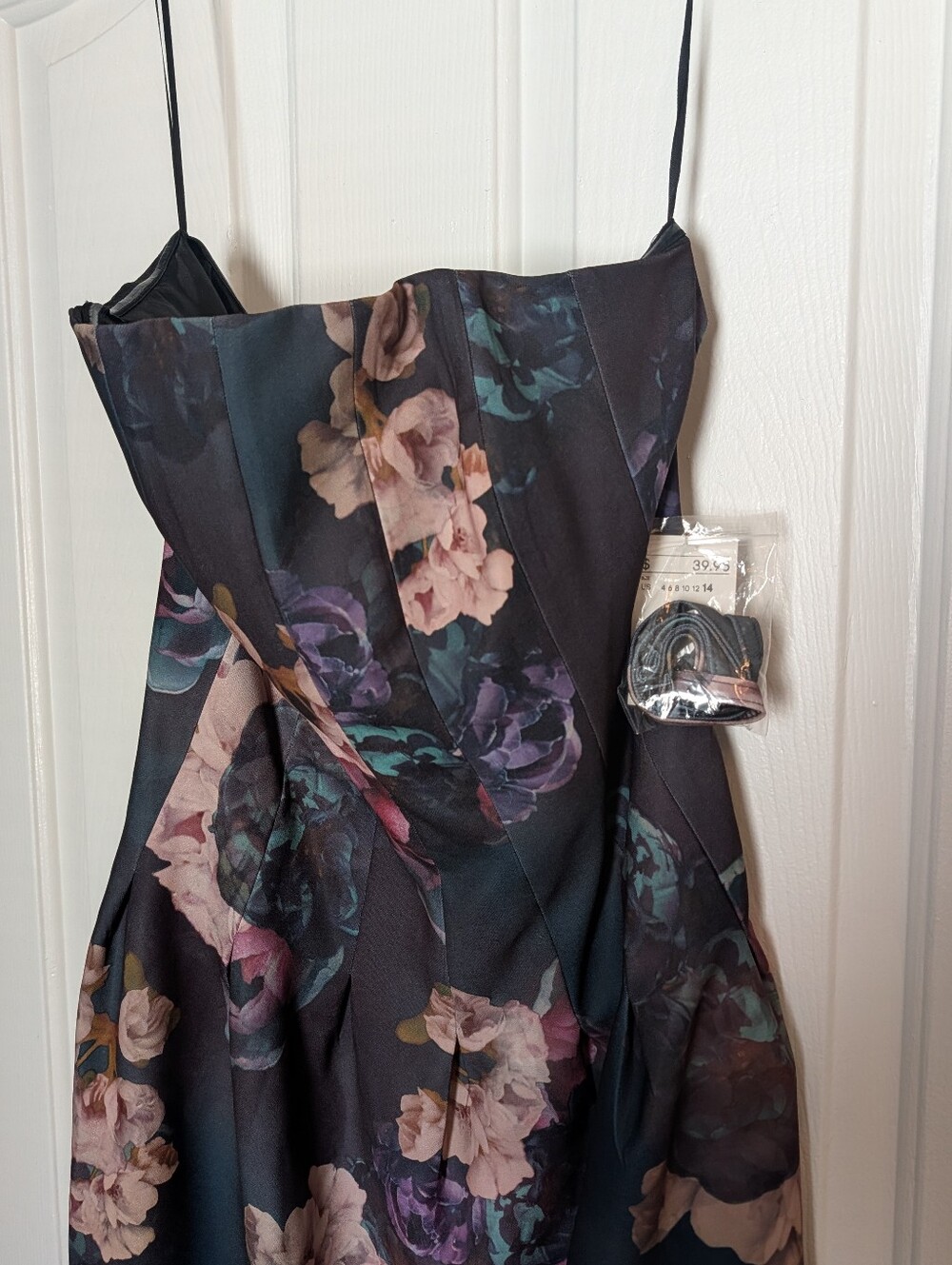H&M Strapless Floral A-Line Dress - Black Multi